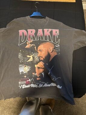 Drake Black Tee with Pink & Cream Graphic